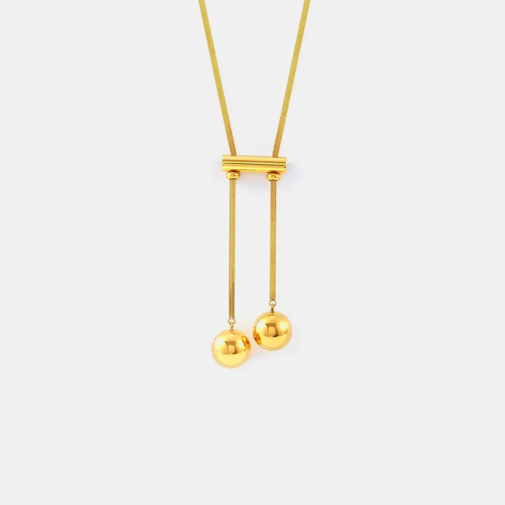 18K Gold Plated Hollow Bead Necklace in Titanium Steel