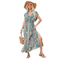 Floral Print Sleeveless Square Neck Ruffle Hem Midi Dress