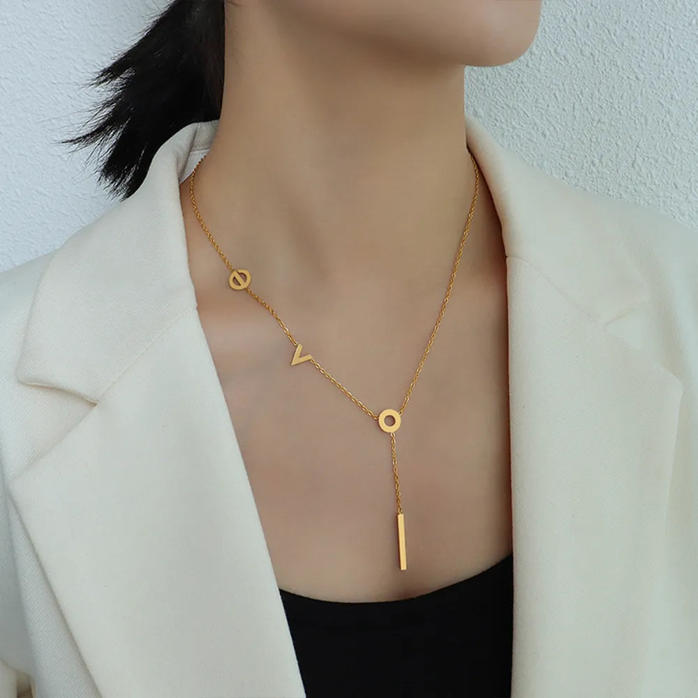 Initial Letter Necklace in Titanium Steel