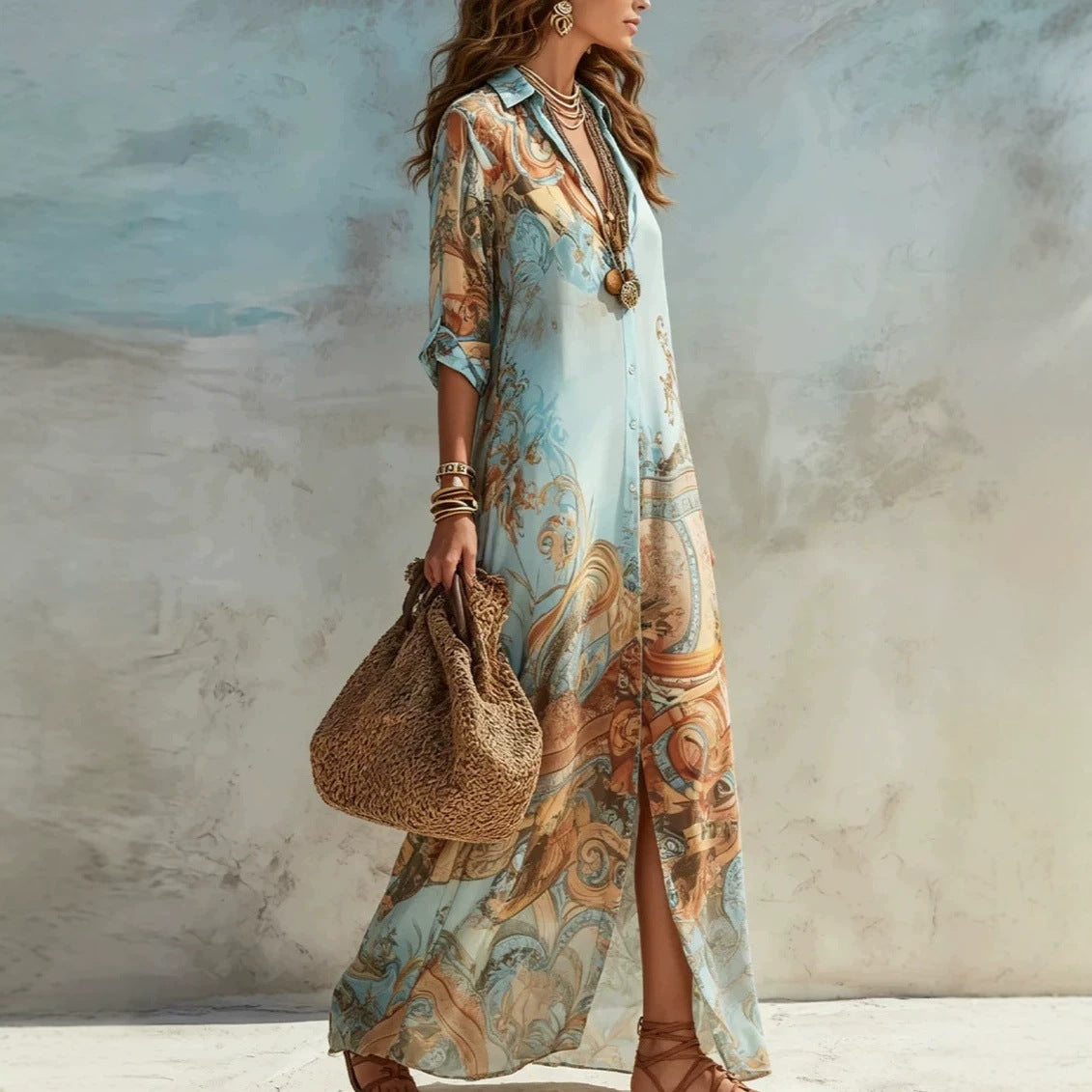 Elegant Spaghetti Strap Ruffle Trim Fitted Vacation Maxi Dress