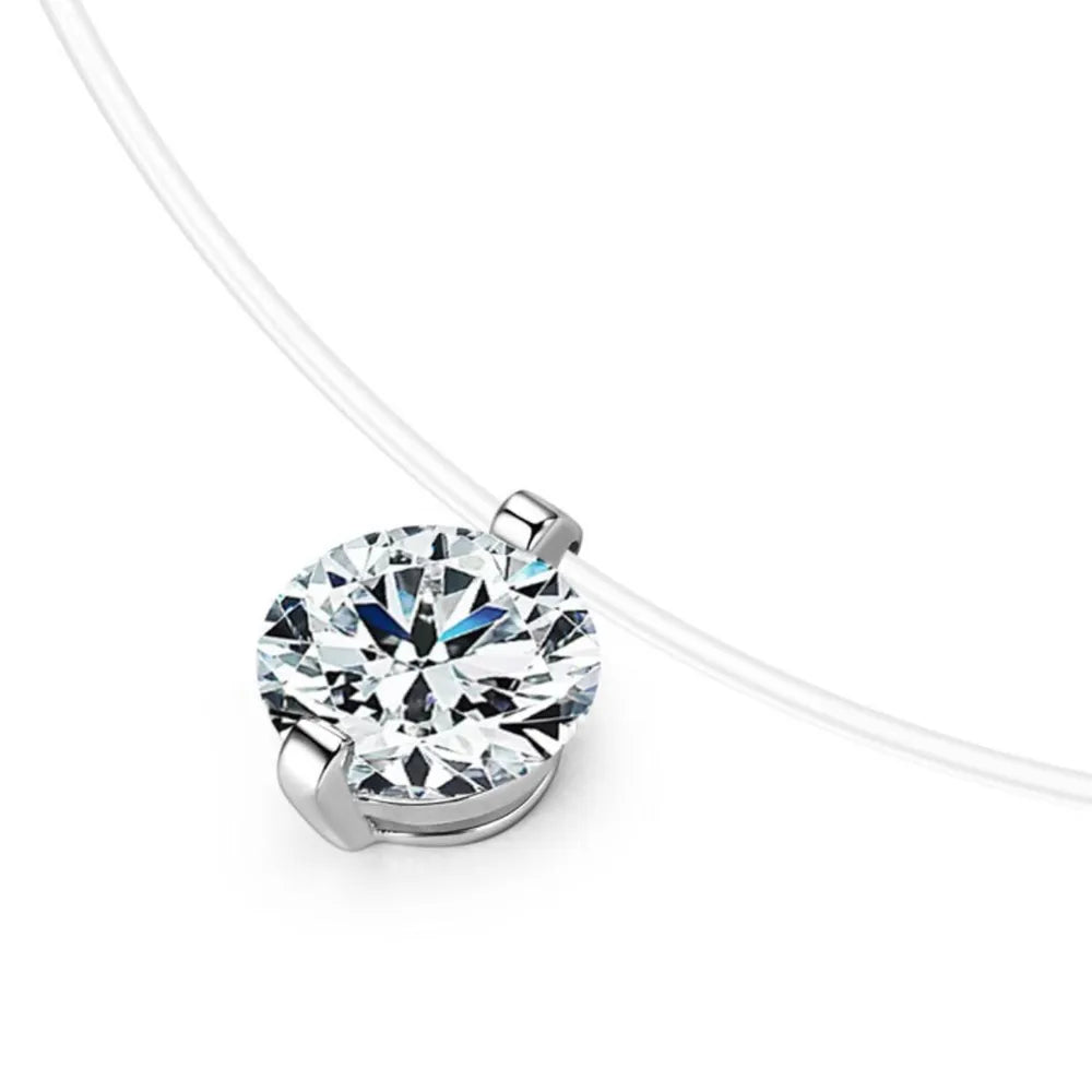 1 Carat Floating Moissanite Necklace in 925 Silver