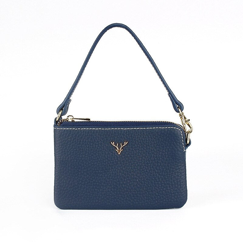 Genuine Leather Zip Wallet with Card Holder