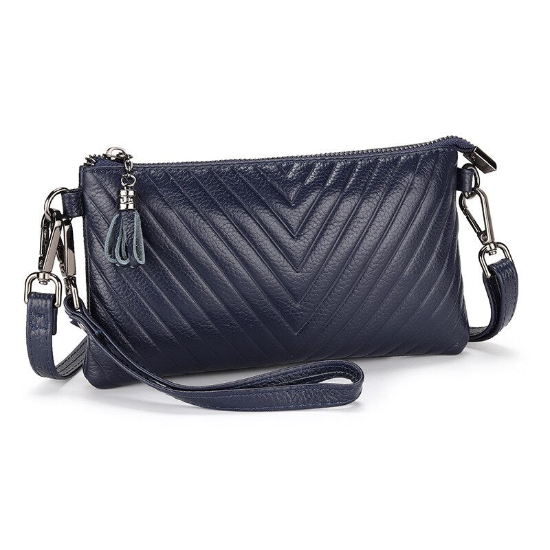 Genuine Leather Slim Crossbody Shoulder Bag