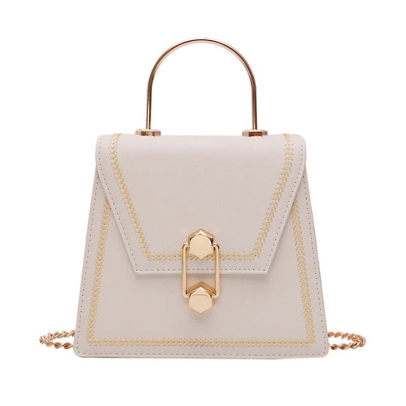 Metal Handle Crossbody Clutch Bag