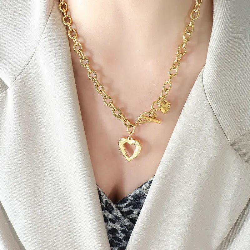 Heart Pendant Necklace in Titanium Steel