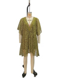 V-Neck Chiffon Leopard Print Beach Cover-Up Dress