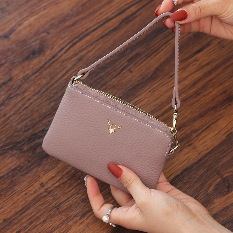 Genuine Leather Zip Wallet with Card Holder