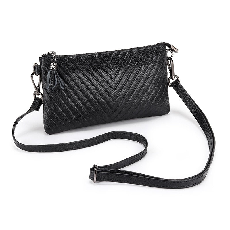 Genuine Leather Slim Crossbody Shoulder Bag